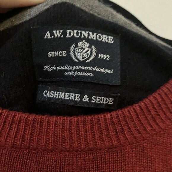 A.W. Dunmore Cashmere & Silk Sweater Mens EU 48 Red Pullover Grandpa Knit - Picture 2 of 8